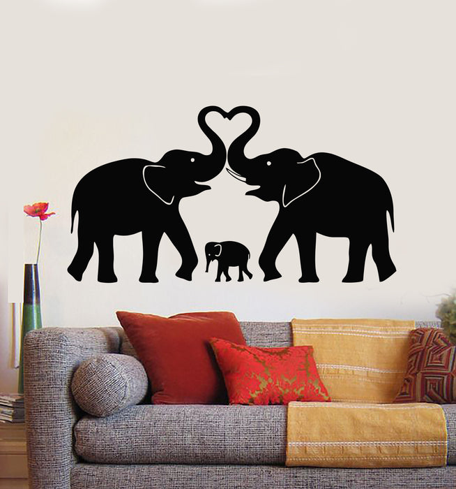 Vinyl Wall Decal Elephant Family Heart Symbol Animals Stickers Mural (g5021)