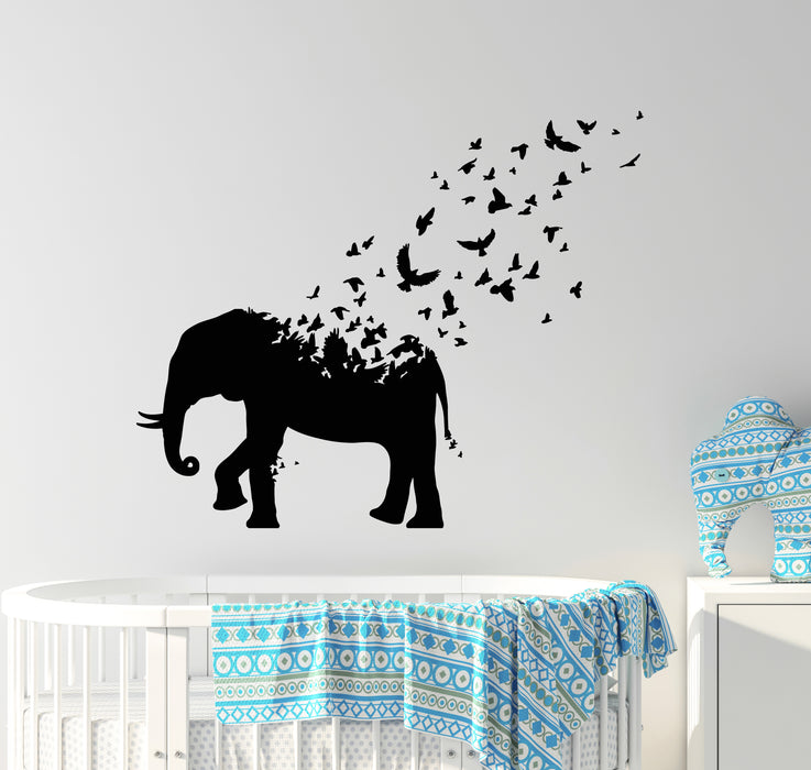 Vinyl Wall Decal Elephant Animals Birds Patterns Nature Kids Room Stickers Mural (g6644)