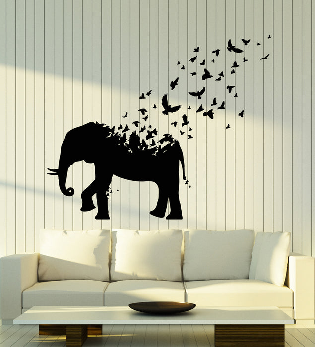 Vinyl Wall Decal Elephant Animals Birds Patterns Nature Kids Room Stickers Mural (g6644)