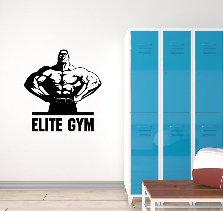 Vinyl Wall Decal Elite Gym Fitness Bodybuilding Sports Art Stickers Mural (ig5675)