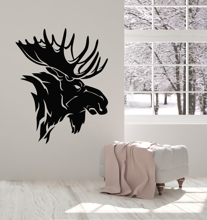 Vinyl Wall Decal Deer Elk Head Forest Animal Horns Hunting Club Stickers Mural (g7543)