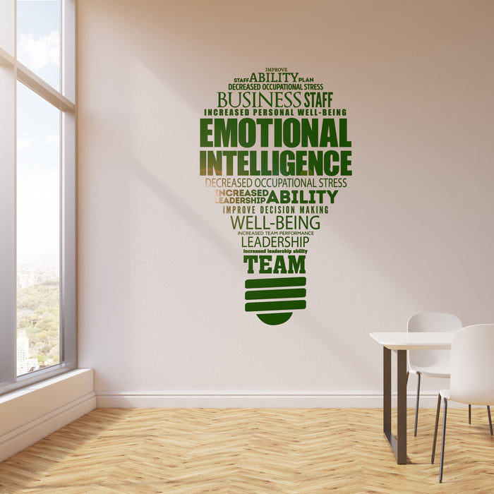 Vinyl Wall Decal Emotional Intelligence Lightbulb Business Team Office Decor Stickers Mural (ig6282)