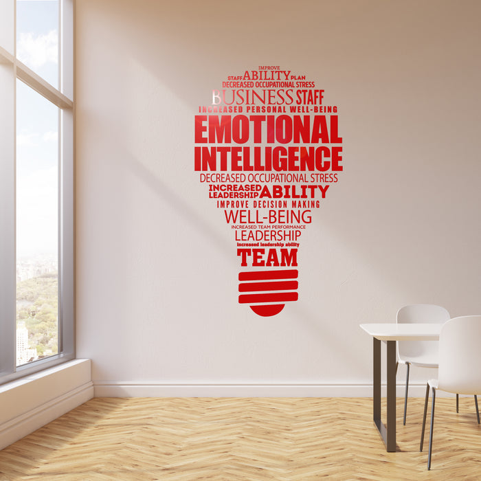 Vinyl Wall Decal Emotional Intelligence Lightbulb Business Team Office Decor Stickers Mural (ig6282)