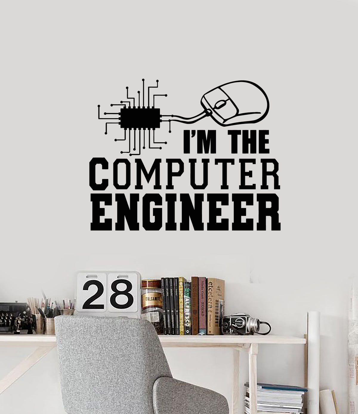 Vinyl Wall Decal Phrase Words Chip Computer Engineer Office Decor Stic ...