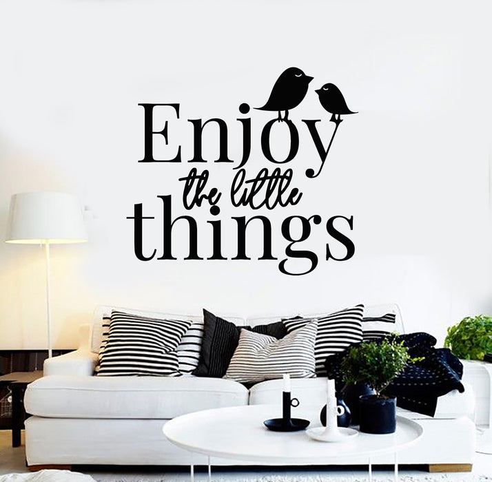 Vinyl Wall Decal Enjoy The Little Things Birds Inspirational Quote Words Stickers Mural (g1370)
