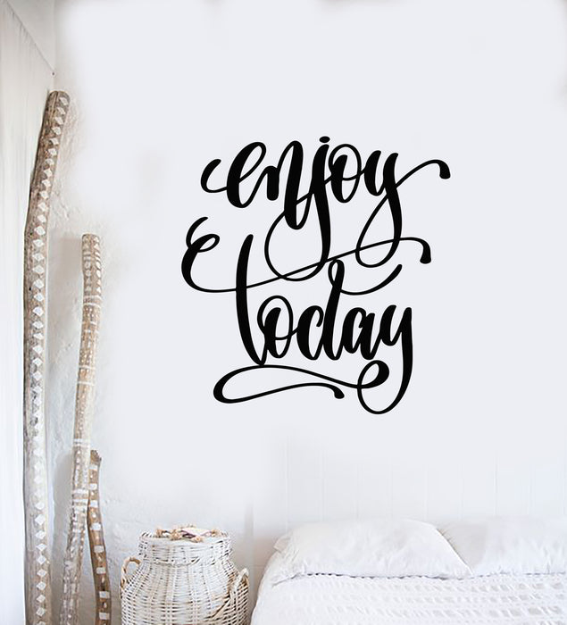 Виниловая наклейка на стену вдохновляющая фраза Наслаждайтесь сегодняшним днем ​​надписи слова наклейки фреска (g3194)