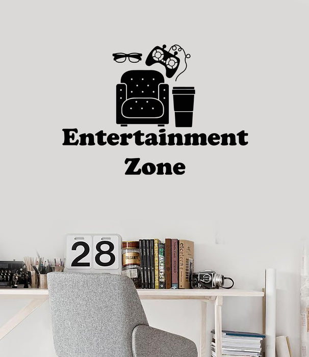 Vinyl Wall Decal Entertainment Zone Video Games Film Room Decor Stickers Mural (ig5266)