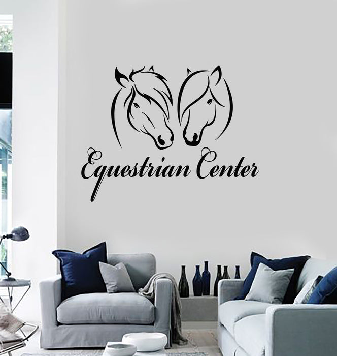 Vinyl Wall Decal Couple Horse Head Rider Equestrian Center Stickers Mural (g3639)