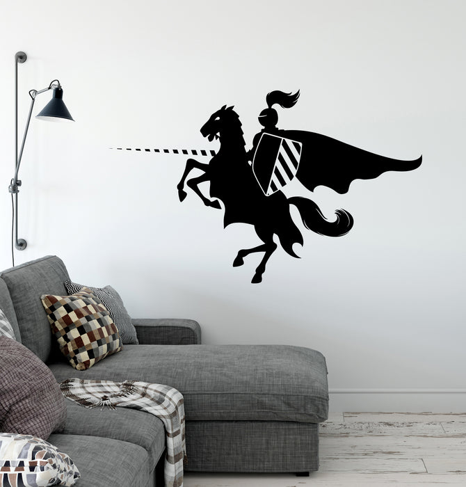 Vinyl Wall Decal Equestrian Knight Spear Medieval Warrior Joust History Stickers Mural (ig6329)
