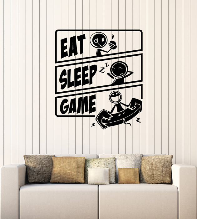 Vinyl Wall Decal Words Eat Sleep Game Gamer Room Interior Stickers Mural (g3457)