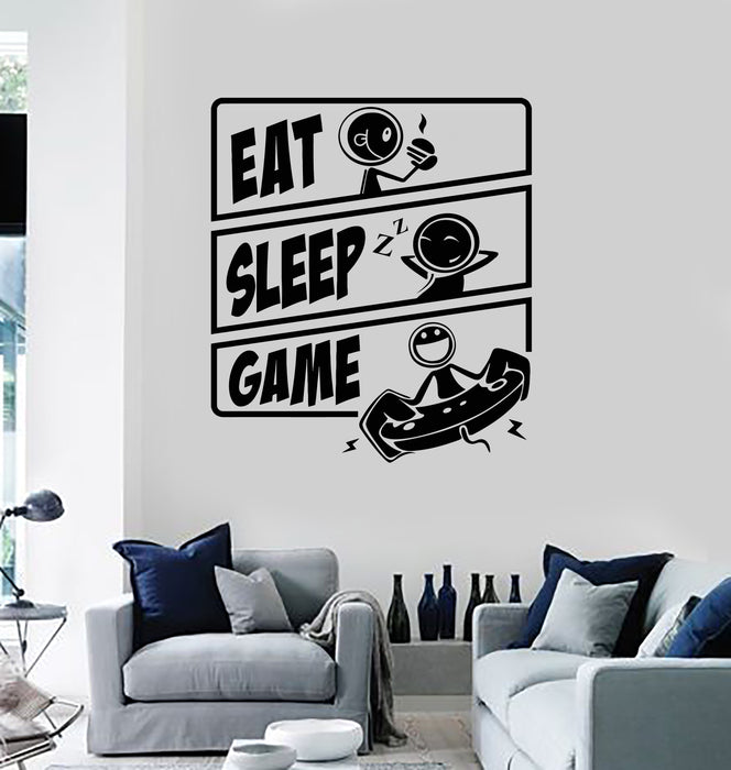 Vinyl Wall Decal Words Eat Sleep Game Gamer Room Interior Stickers Mural (g3457)