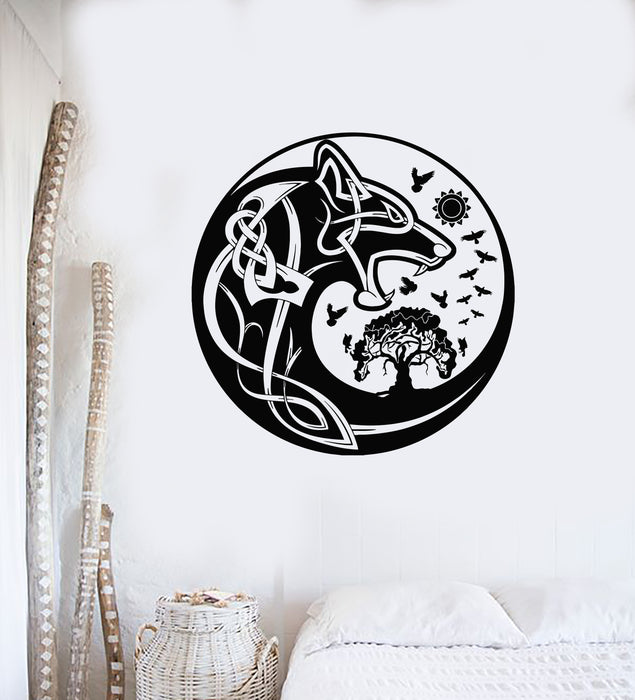 Vinyl Wall Decal Celtic Symbols Wolf Tree Birds Patterns Sun Stickers Mural (g3264)