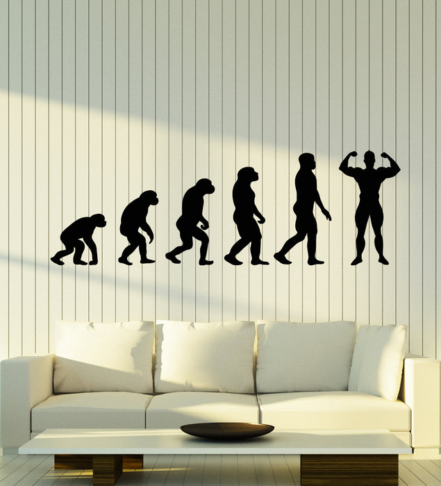 Vinyl Wall Decal Gym Evolution Art Man Bodybuilding Fitness Stickers Mural (g2247)