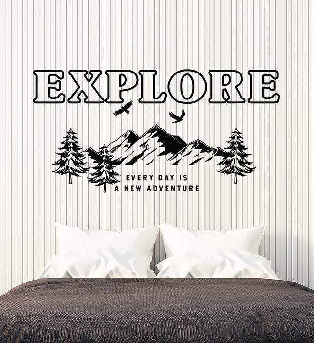 Vinyl Wall Decal Explore Camping Phrase Every Day Adventure Stickers Mural (g7124)