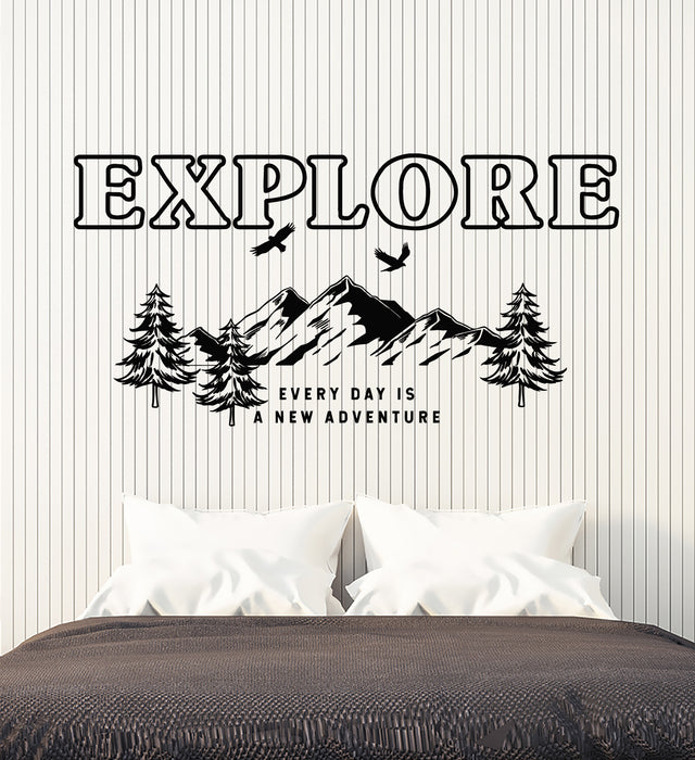 Виниловая наклейка на стену Explore Camping Phrase Every Day Adventure Stickers Mural (g7124)