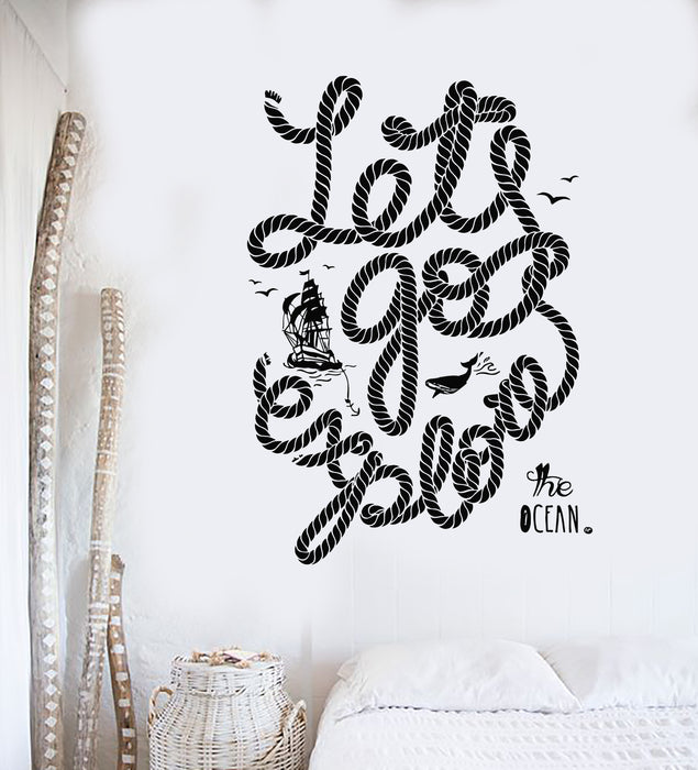 Vinyl Wall Decal Sea Travel Motivation Phrase Let's Go Explore Discover Stickers Mural (g4054)