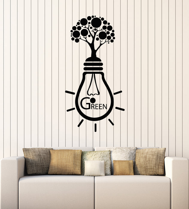 Vinyl Wall Decal Energy Saving Light Bulb Green Tree Nature Stickers Mural (g4055)