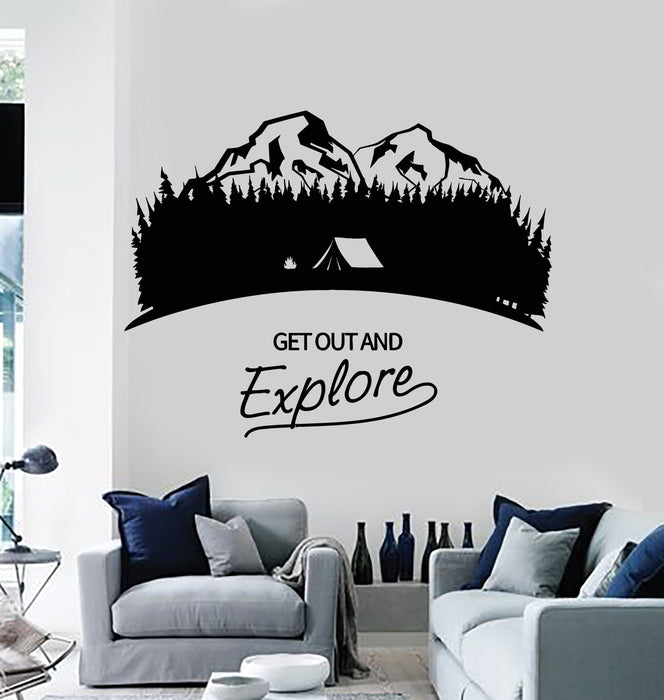 Autocollant mural en vinyle avec phrase inspirante Sortez et explorez les autocollants d'aventure (g5677)