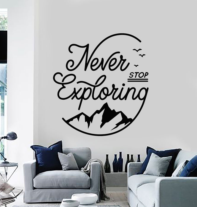 Виниловые наклейки на стену со словами Never Stop Exploring Camping Mountains Наклейки Mural (g940) 