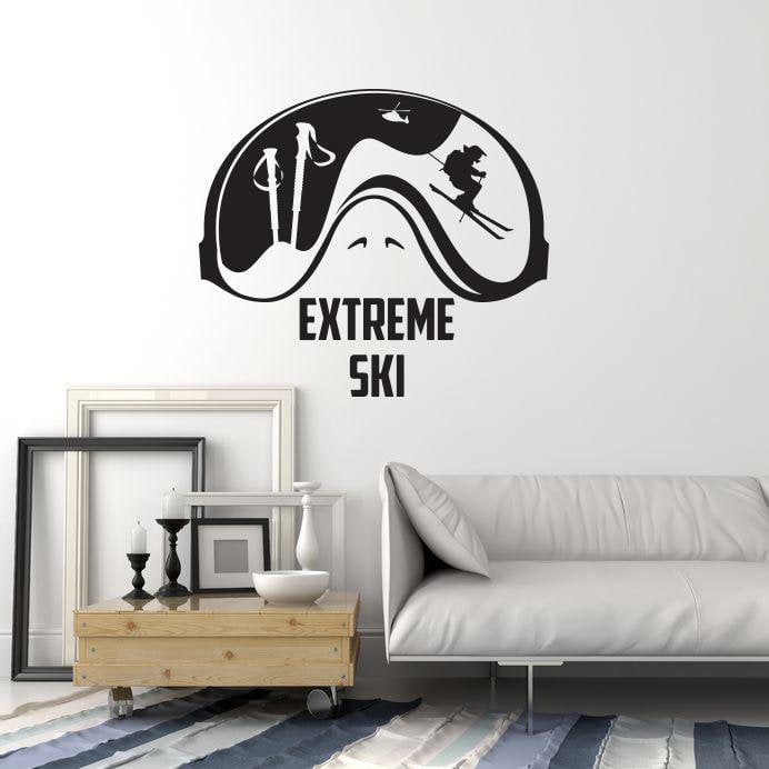 Vinyl Wall Decal Extreme Ski Club Skiing Mountain Interior Art Stickers Mural (ig5766)