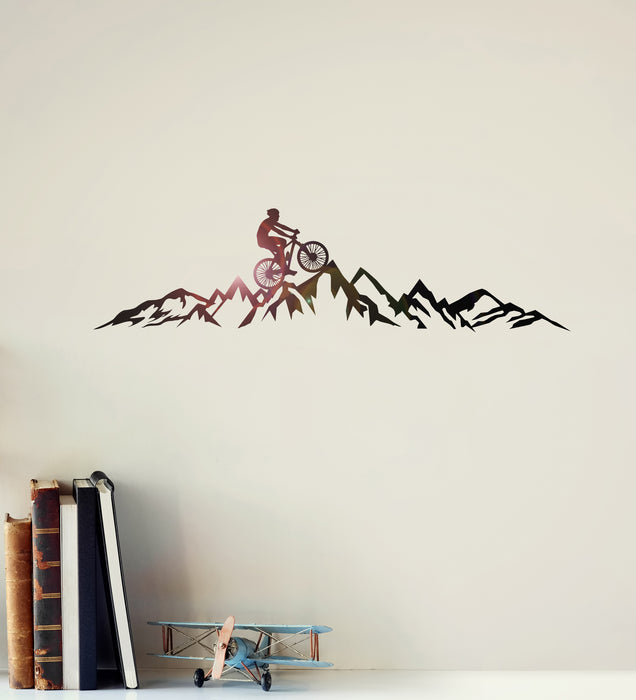 Vinyl Wall Decal Extreme Mountain Biking Bicycle Bike Sport Mountain Hill Sticker Mural (g1735)