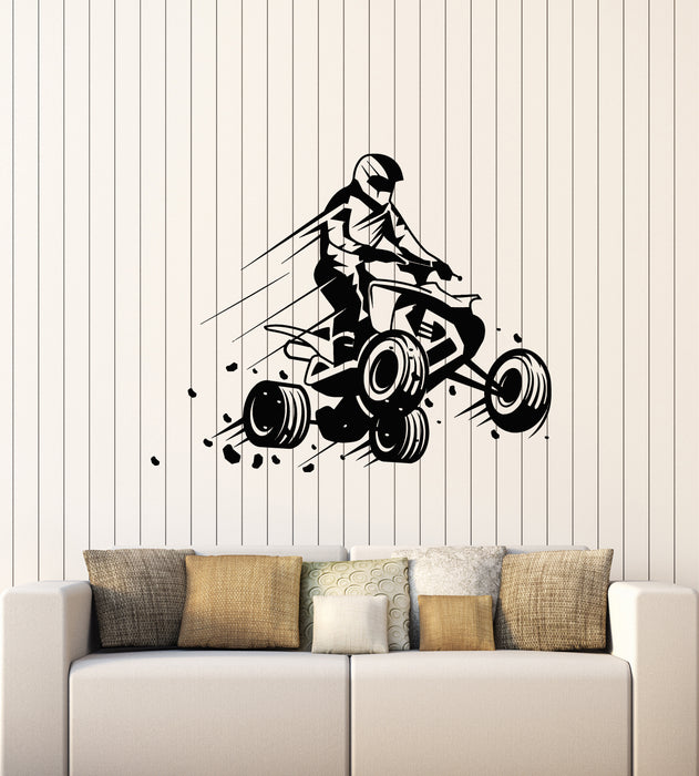 Vinyl Wall Decal Quad Bike Extreme Sport Rider ATV Speed Stickers Mural (g6328)