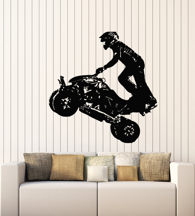 Vinyl Wall Decal Silhouette Rider Quad Bike Extreme Sport Motocross Stickers Mural (g7788)