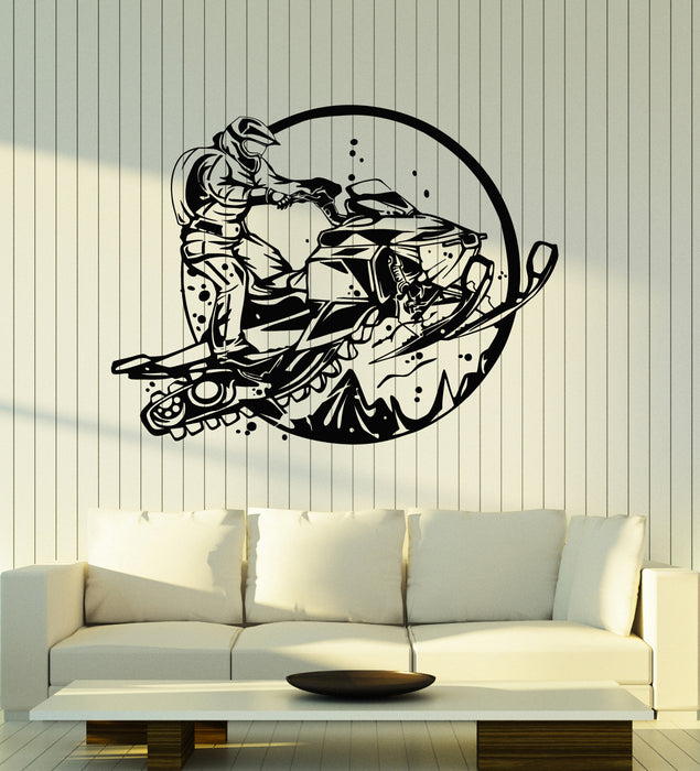 Vinyl Wall Decal Snowmobile Snowmobiling Winter Activities Extreme Sports Stickers Mural (g6044)