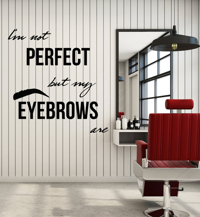 Vinyl Wall Decal Lettering Phrase Perfect Eyebrows Beauty Studio Stickers Mural (g1632)