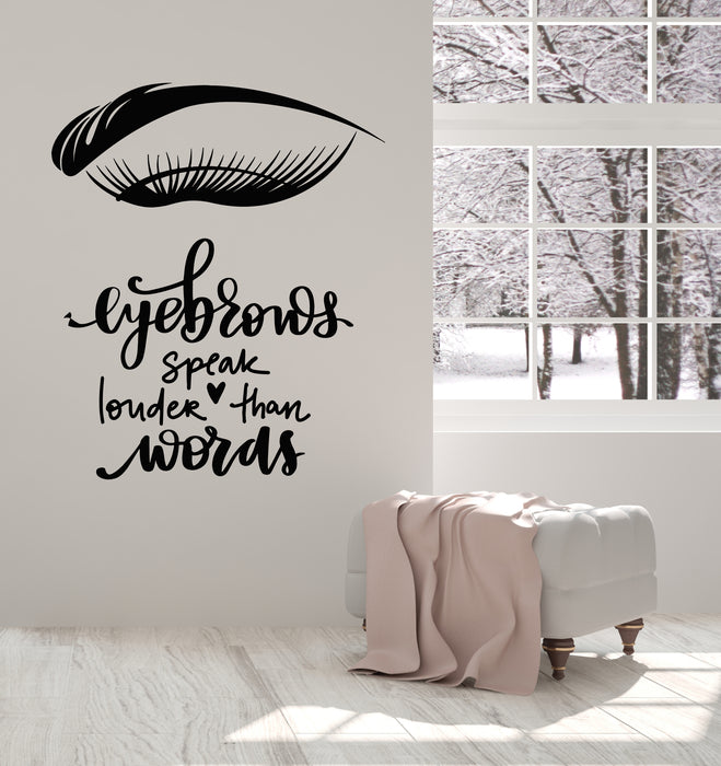 Vinyl Wall Decal Eyelashes Eyebrow Phrase Beauty Salon Makeup Brow Stickers Mural (g2956)