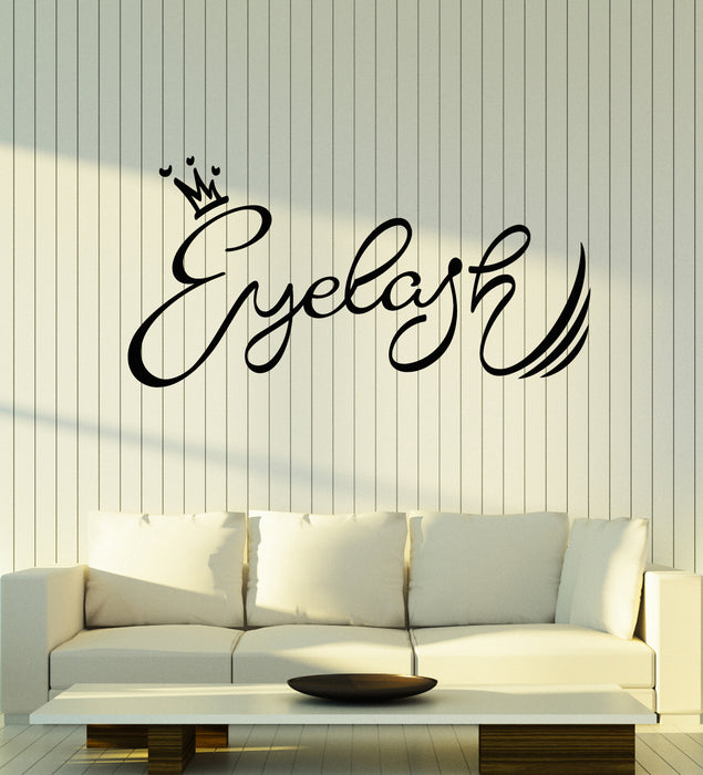 Vinyl Wall Decal Beauty Salon Crown Makeup Eyelash Words Stickers Mural (g1261)