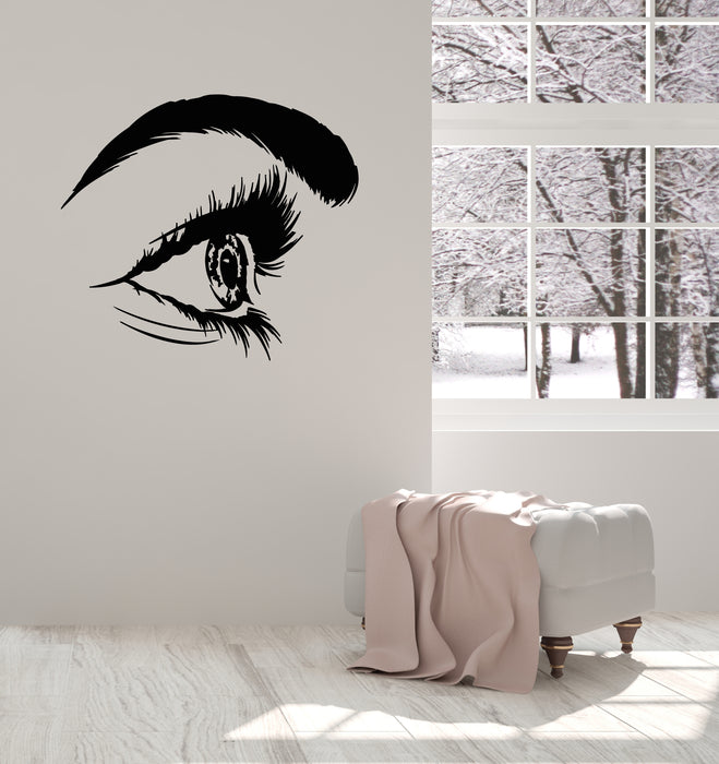 Vinyl Wall Decal Big Eyelashes Woman Eye Makeup Spa Beauty Stickers Mural (g1341)