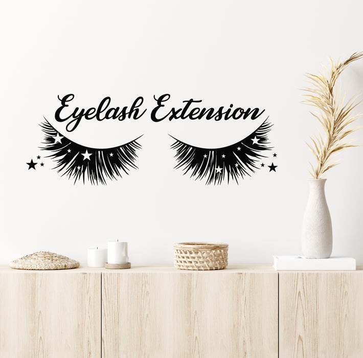 Vinyl Wall Decal Eyelash Extension Woman Eye Make Up Beauty Salon Stickers Mural (g5886)