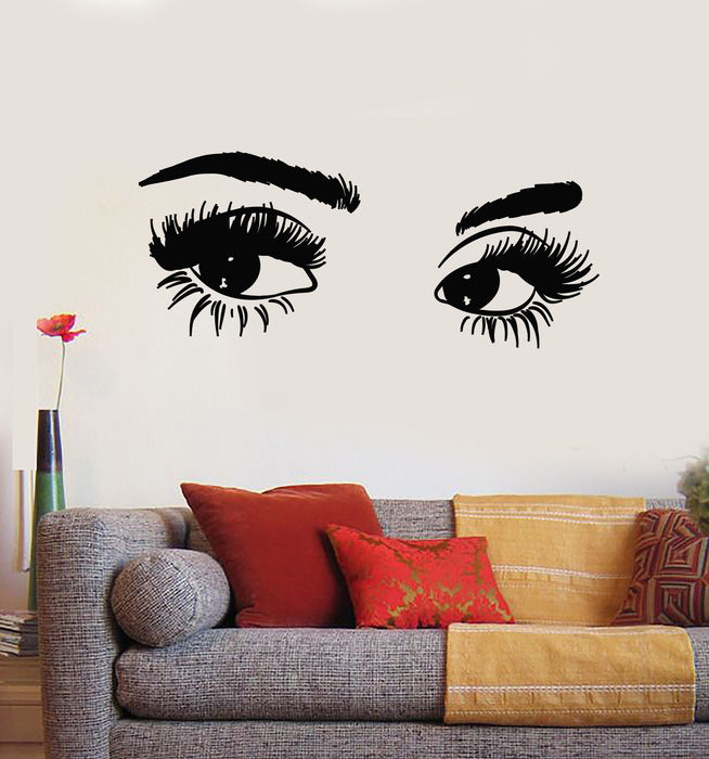 Vinyl Wall Decal Beautiful Eyes Big Eyelashes Makeup Spa Salon Art Stickers Mural (g1130)