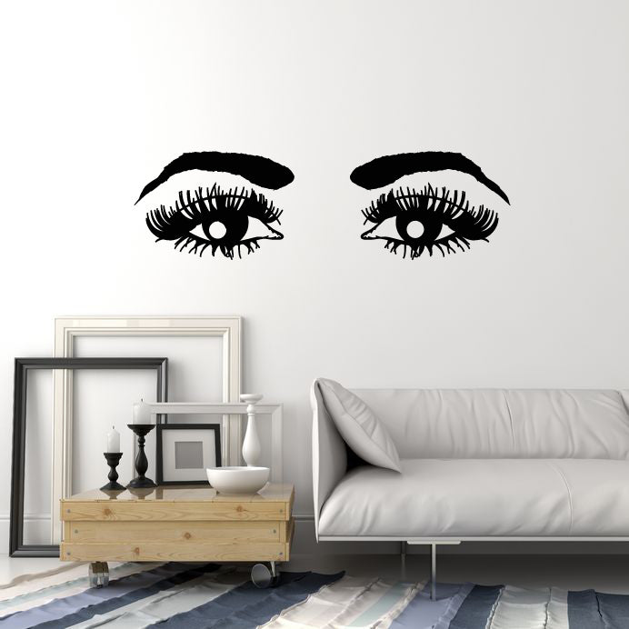 Vinyl Wall Decal Female Eyes Eyelashes Brows Expressive Look Women Stickers Mural (g1597)