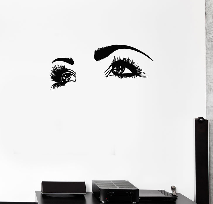 Vinyl Wall Decal Girl's Face Big Eyelashes Beautiful Eyes Beauty Salon Stickers Mural (g195)