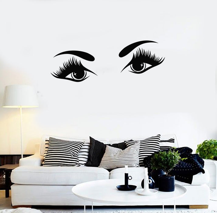 Vinyl Wall Decal Beautiful Woman Eyes Long Eyelashes Makeup Cosmetic Stickers Mural (g1174)