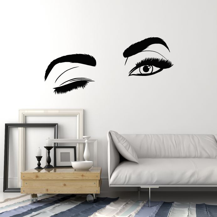 Vinyl Wall Decal Fashion Eyes Big Eye Lashes Brows Wink Stickers Mural (g3370)