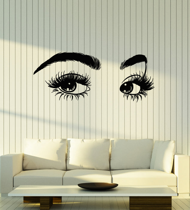 Vinyl Wall Decal Beautiful Eyes Big Eye Lashes Beauty Salon Makeup Stickers Mural (g5666)