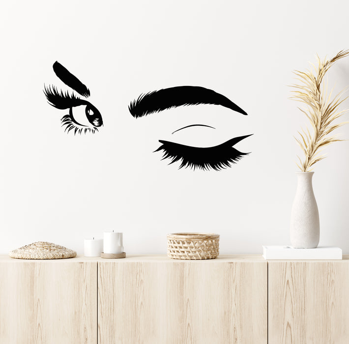 Vinyl Wall Decal Beautiful Eyes Big Eye Lashes Wink Beauty Studio Stickers Mural (g5783)