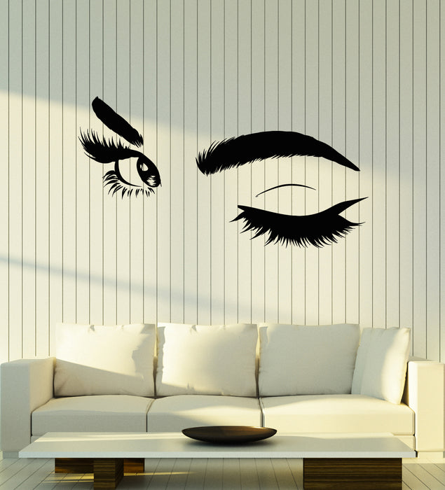 Vinyl Wall Decal Beautiful Eyes Big Eye Lashes Wink Beauty Studio Stickers Mural (g5783)