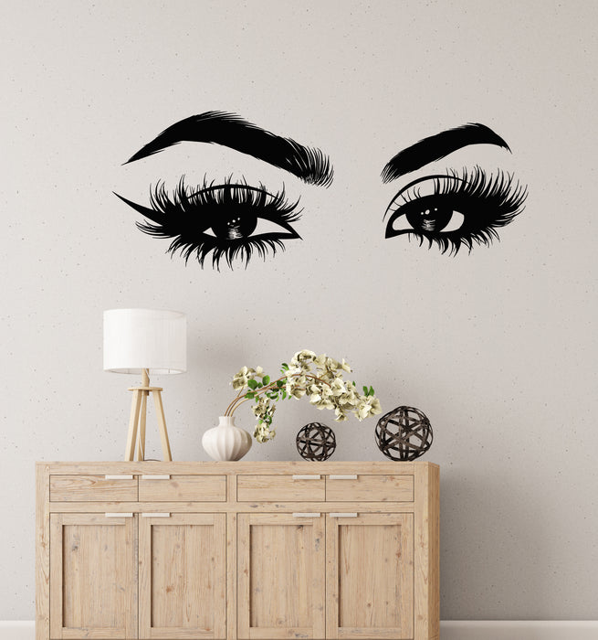 Vinyl Wall Decal Beauty Salon Beautiful Eyes Big Eye Lashes Stickers Mural (g8289)