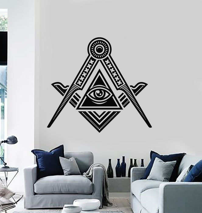 Autocollant mural en vinyle avec symbole d'amulette des francs-maçons (g4939)
