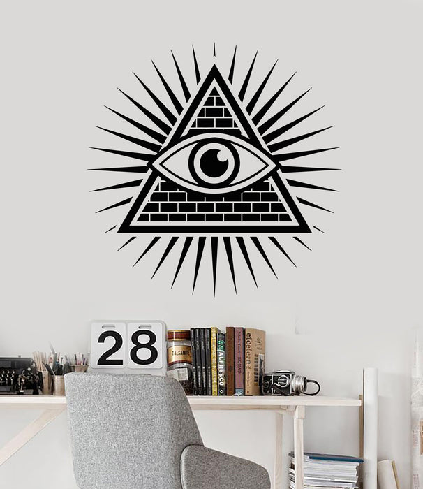 Vinyl Wall Decal Amulet Pyramid Freemasons Eye Masons Art Stickers Mural (g5199)