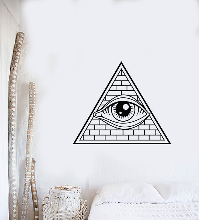 Vinyl Wall Decal Talisman Pyramid Freemasons Eye Amulet Decor Stickers Mural (g6272)