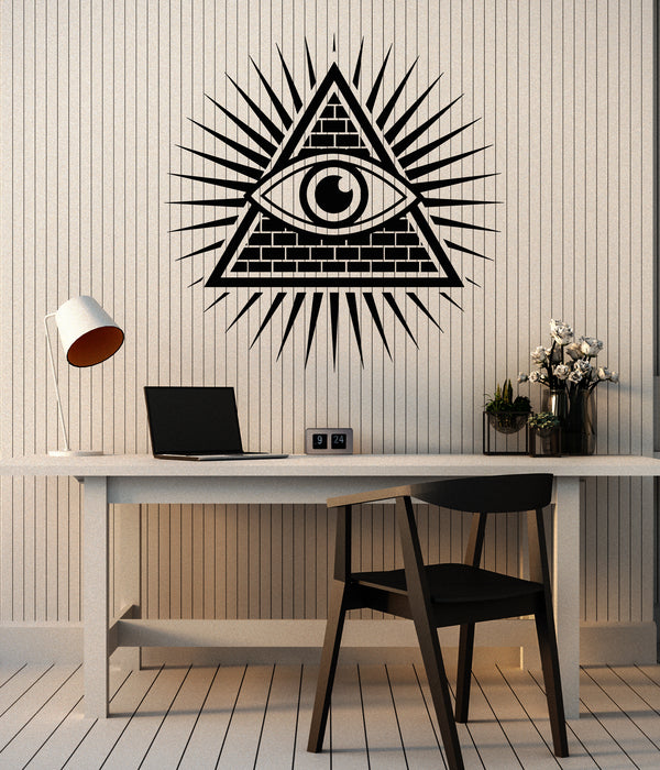 Vinyl Wall Decal Amulet Pyramid Freemasons Eye Masons Art Stickers Mural (g5199)