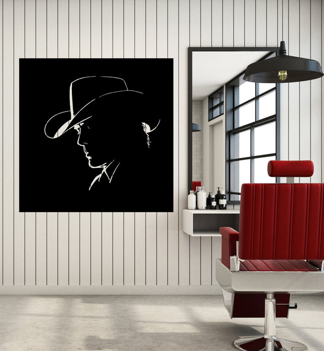 Vinyl Wall Decal Dark Background Portrait Face Man In Hat Stickers Mural (g4185)