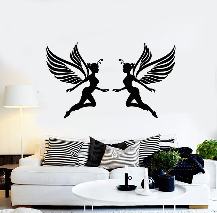 Vinyl Wall Decal Fairy Girls Wings Fairytales Magic Kids Decor Stickers Mural (g842)