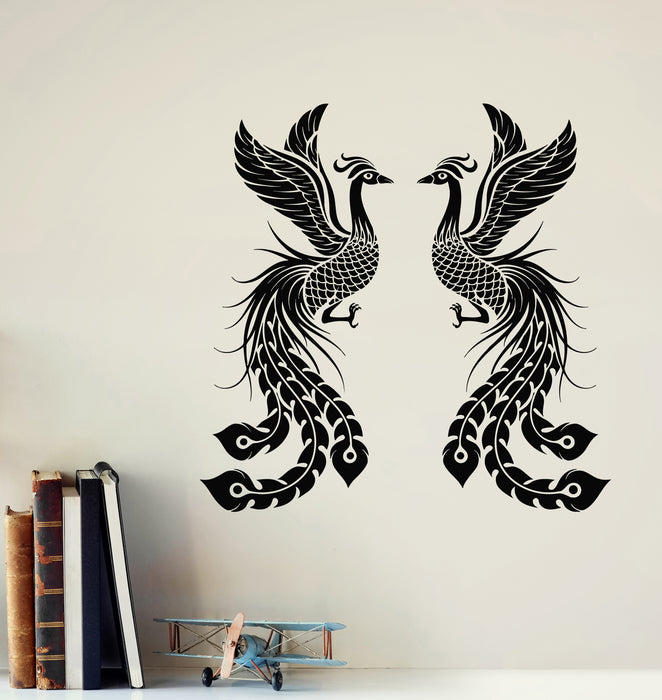 Vinyl Wall Decal Fire Phoenix Couple Fantasy Birds Myth Stickers Mural (g7792)