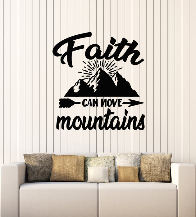 Vinyl Wall Decal Faith Can Move Mountains Motivation Phrase Stickers Mural (g1974)
